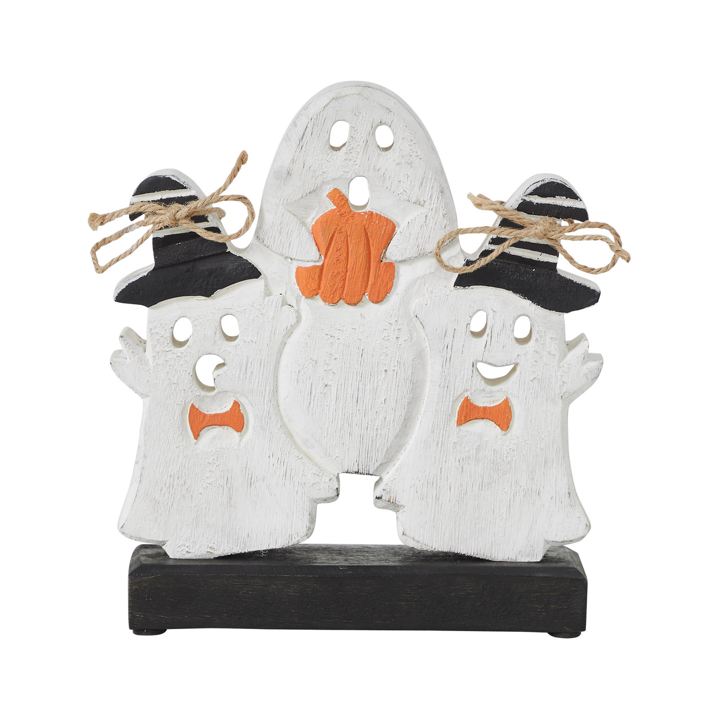 Trio of Ghosts Wooden Tabletop Halloween Decor