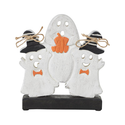 Trio of Ghosts Wooden Tabletop Halloween Decor