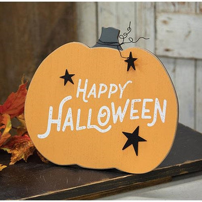 Happy Halloween Pumpkin Easel Sign 10" H