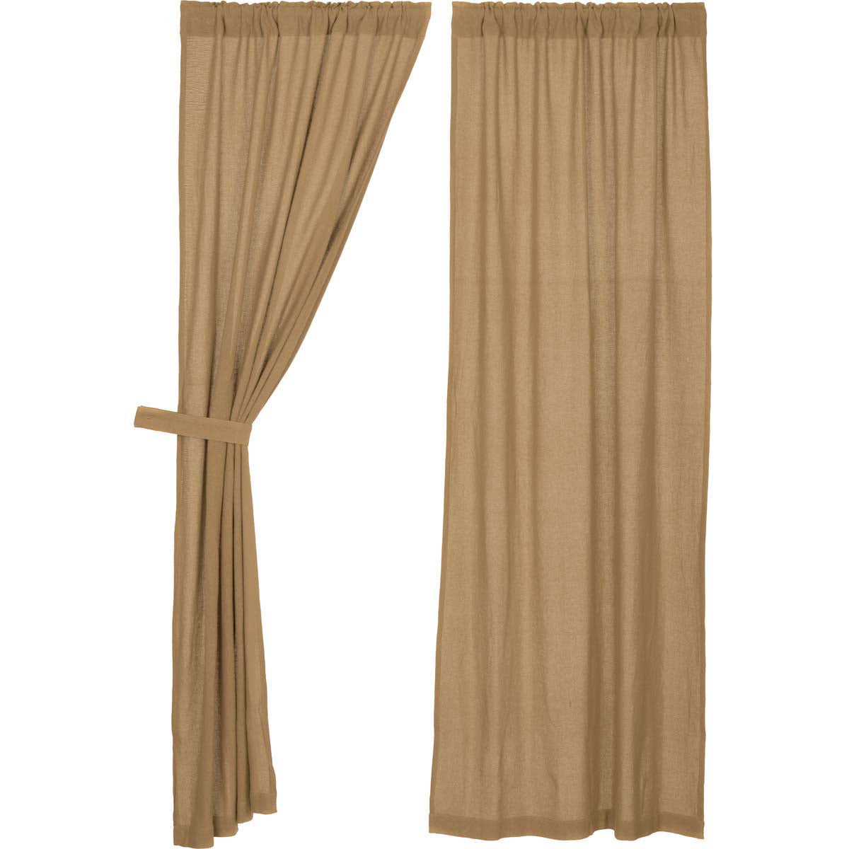 Set of 2 Burlap Natural Panel Curtains 84'' H x 40'' W