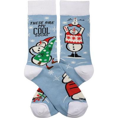 These Are My Cool Fun Christmas Snowmen Socks