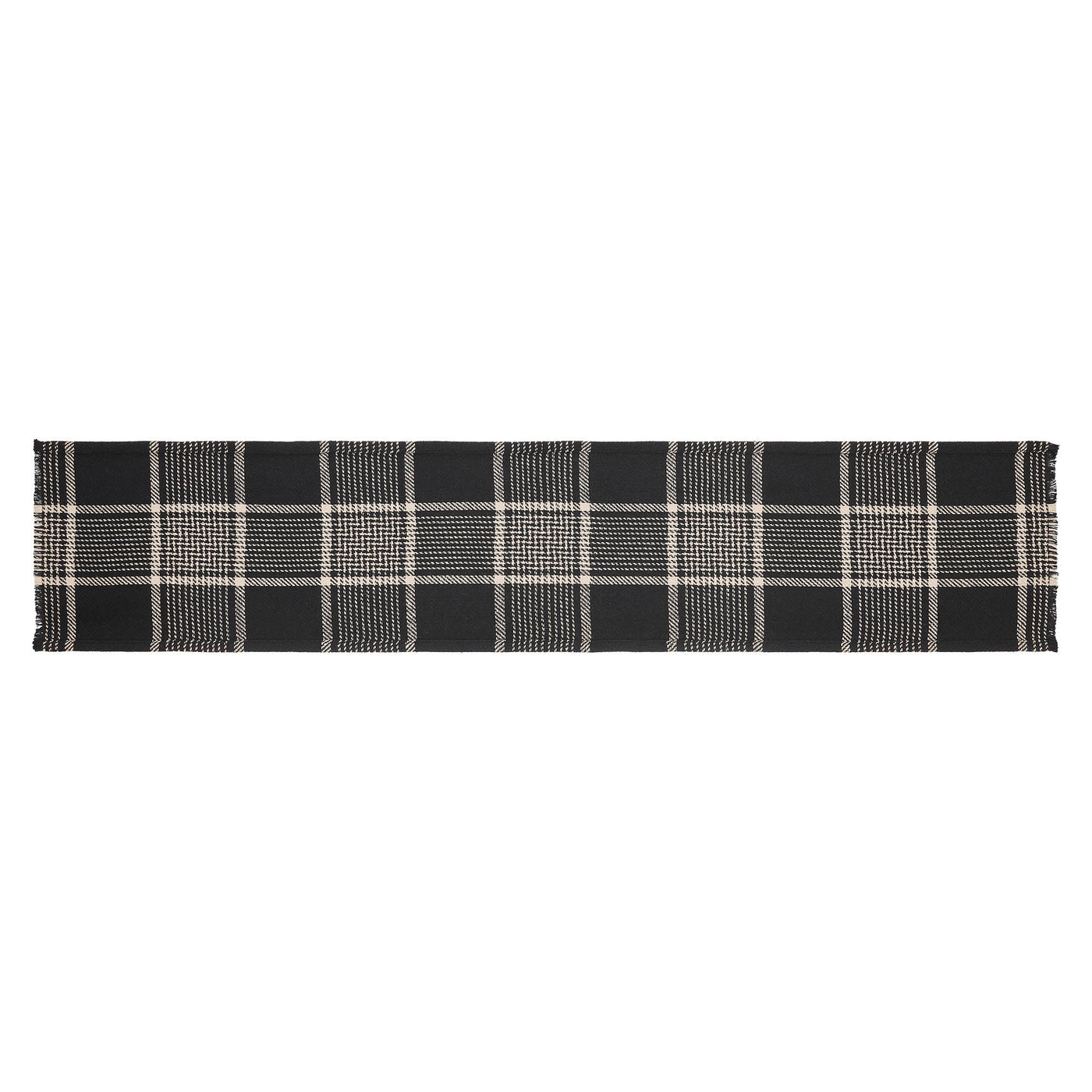 Eston Black Tan Plaid Table Runner 12" x 60"