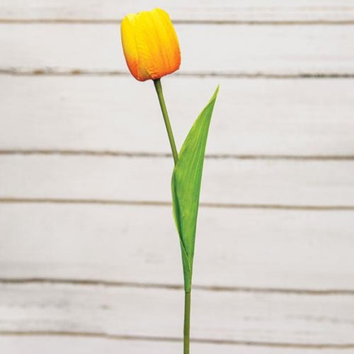💙 Sunrise Yellow Orange Tulip 15.5" Faux Floral Stem