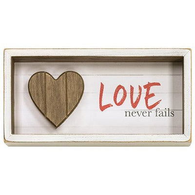 Set of 3 Love Heart Shadow Slat Wood Box Signs