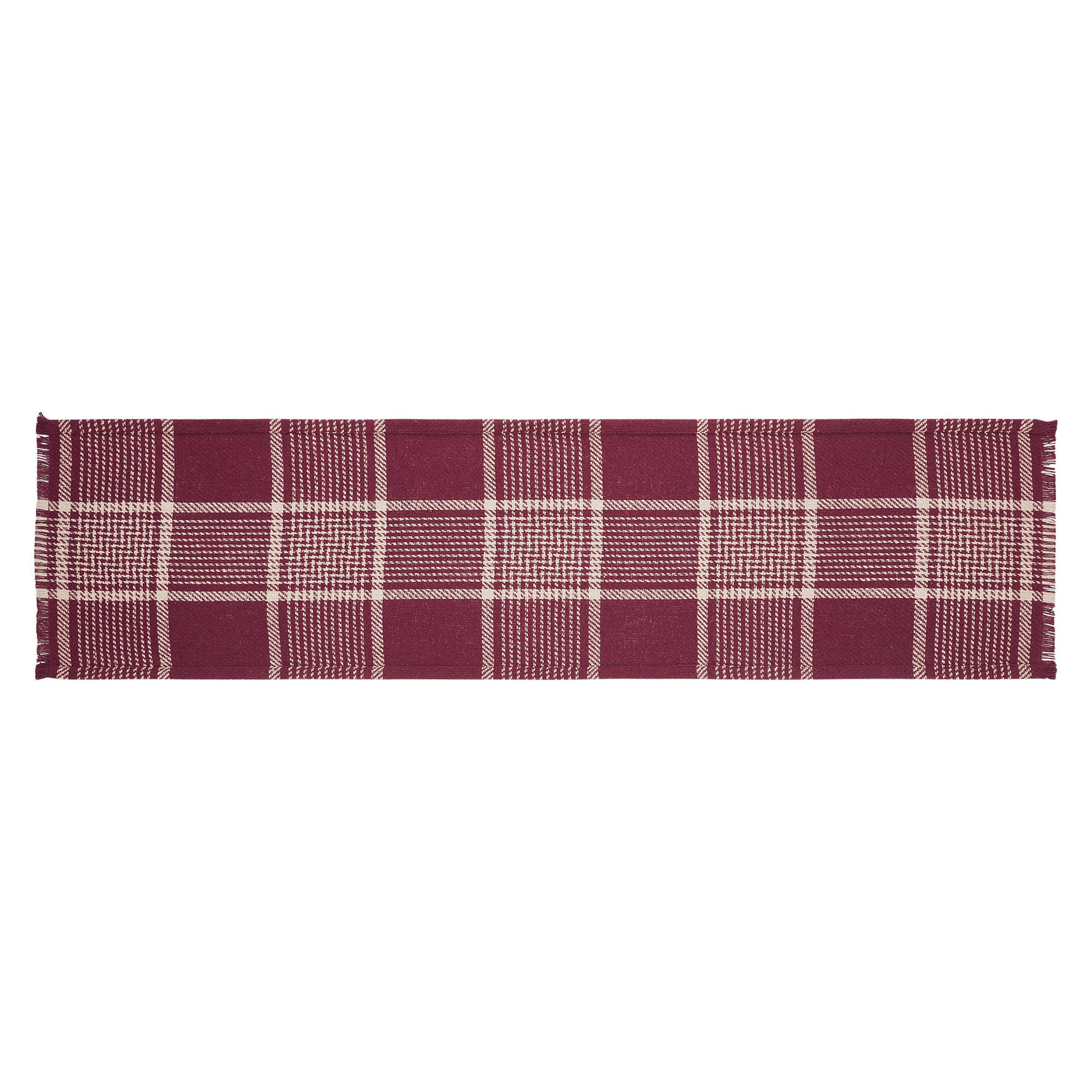 Eston Burgundy Tan Plaid 48" Table Runner