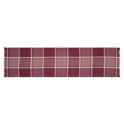 Eston Burgundy Tan Plaid 48" Table Runner