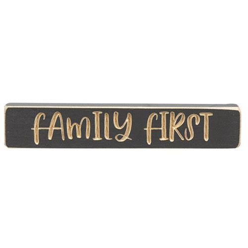 💙 Family First 9" Engraved Wooden Block Sign