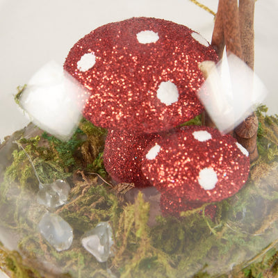 Glass Terrarium Mushrooms and Moss Ornament