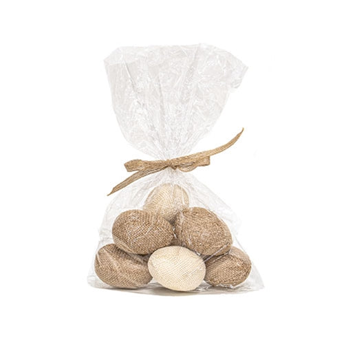 Set of 9 Natural & Ivory Burlap Eggs