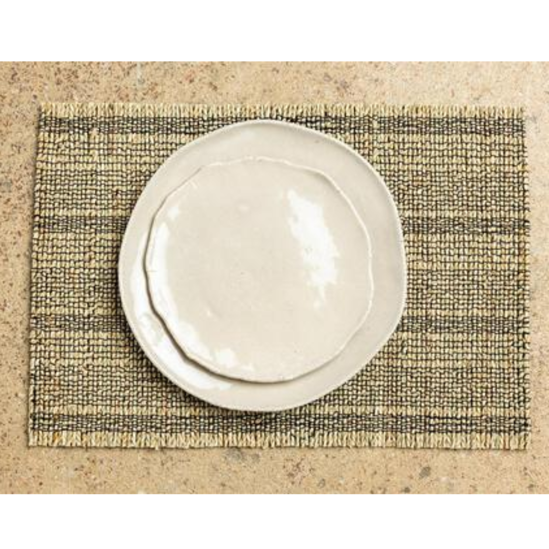 Natural And Black Woven Seagrass Placemat