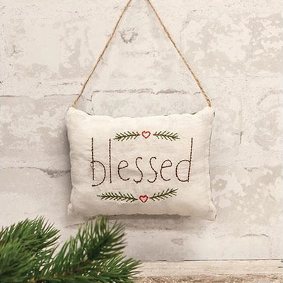 Blessed Embroidered Pine Pillow Ornament