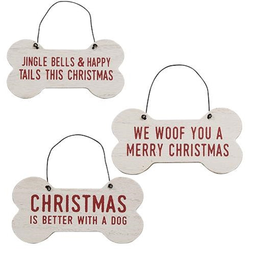 DAY 2 ✨ 25 Days of Ornaments ✨ Set of 3 Dog Christmas Wishes Bone Shaped Ornaments