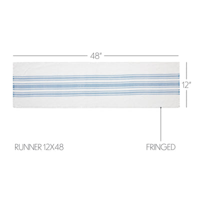 Antique White Stripe Blue Indoor/Outdoor 48" Table Runner