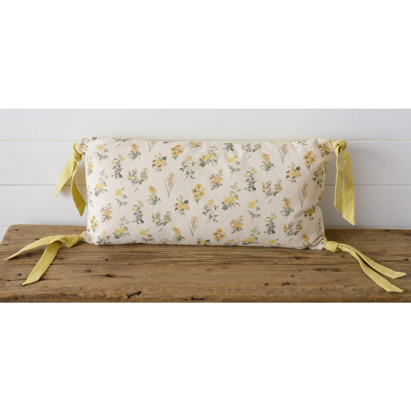 Yellow Flowers 24" Cottage Style Lumbar Pillow