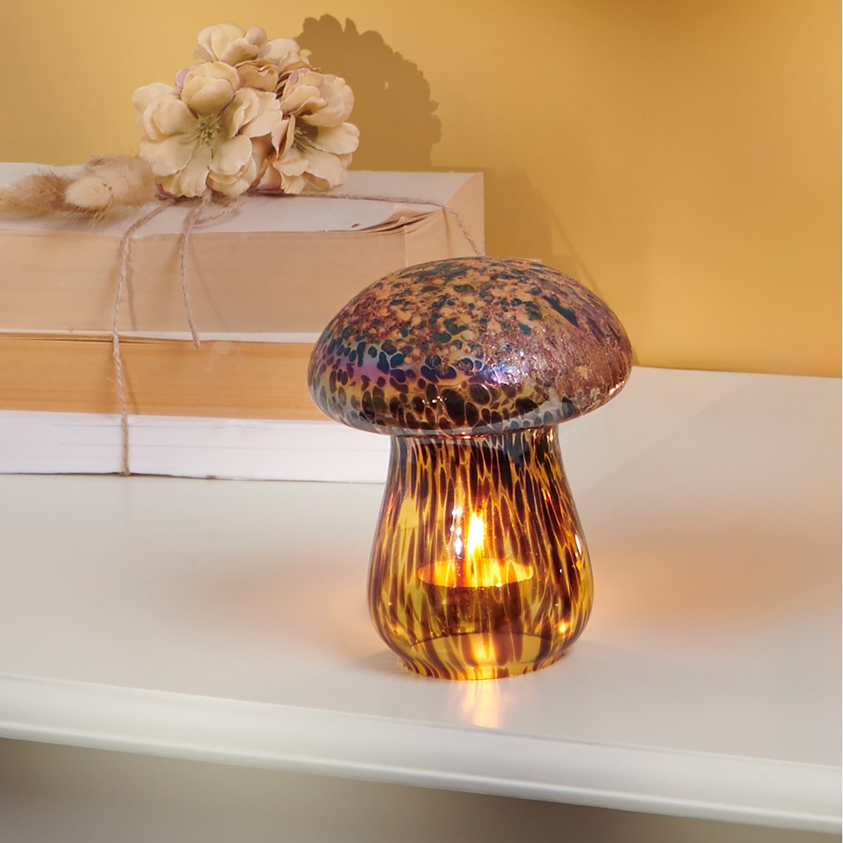💙 Tortoiseshell Mushroom 4" Glass Figurine