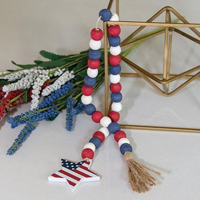 💙 Red, White & Blue Flag Star Beaded Garland