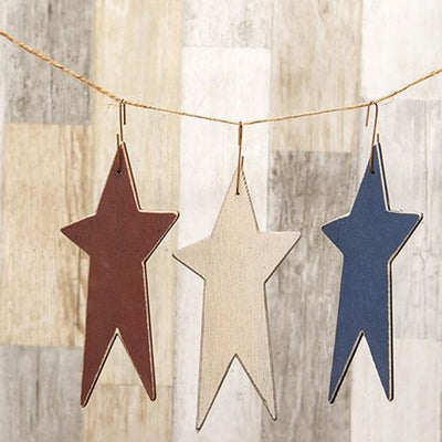 Set of 3 Primitive Americana Star Ornaments