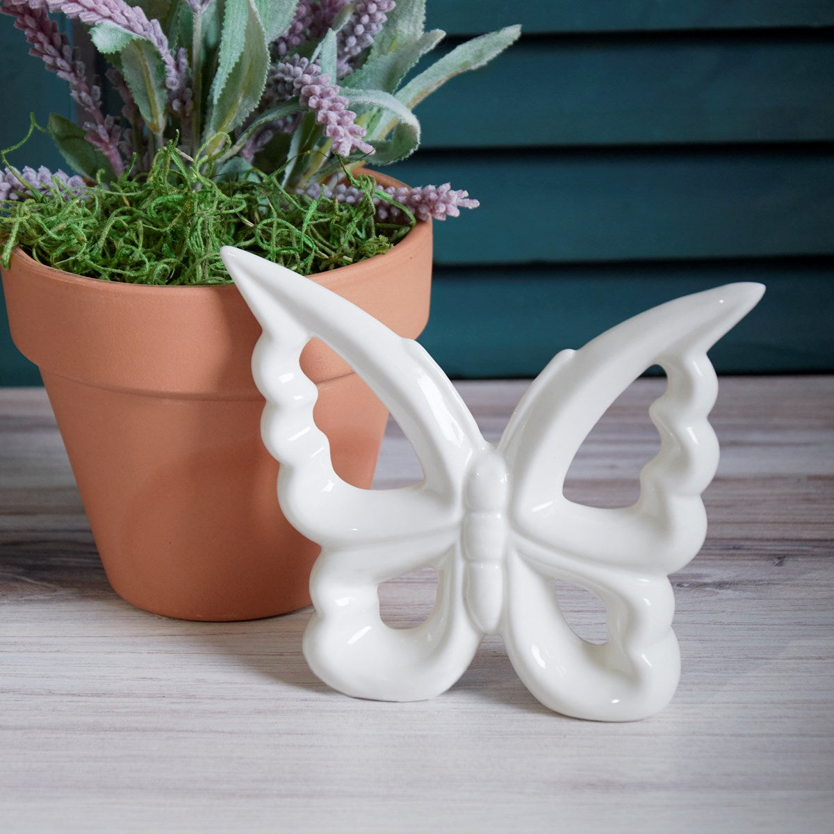 Elegant White Ceramic Butterfly Figurine