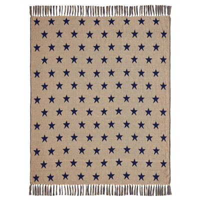 Americana Navy and Khaki Jacquard Stars Woven Double Sided Throw