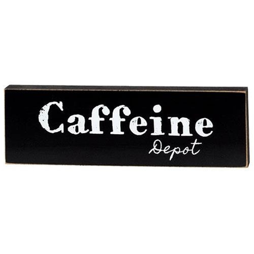 Set of 3 More Coffee Please 9.5" Black Wooden Block Signs