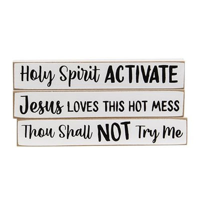 Set of 3 Thou Shall Not Try Me Religious Mini Sticks