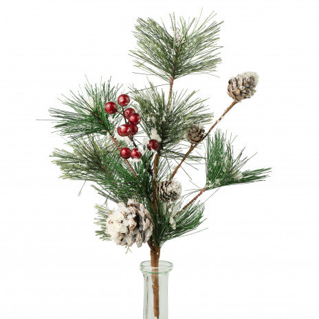 Snow Clump Pine Berry 18" Faux Evergreen Spray