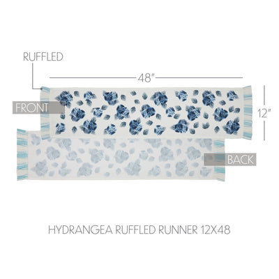 Blue Hydrangea Ruffled 48" Table Runner