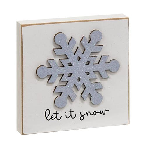 💙 Let It Snow Mini Snowflake Block 3.5" H
