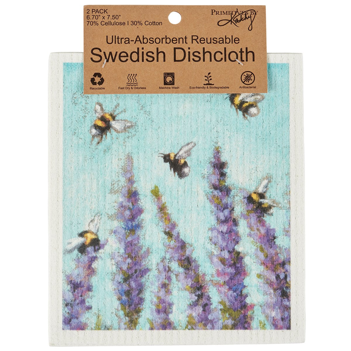 Flowers and Bees Swedish Dishcloth Set