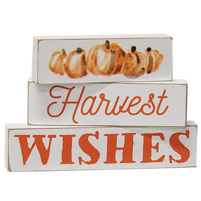 Harvest Wishes Set of 3 Mini Block Signs