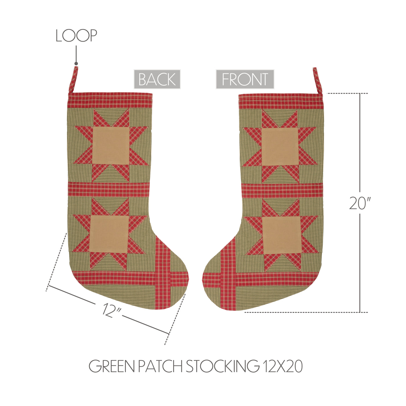 Dolly Star Green Patch Stocking 20"