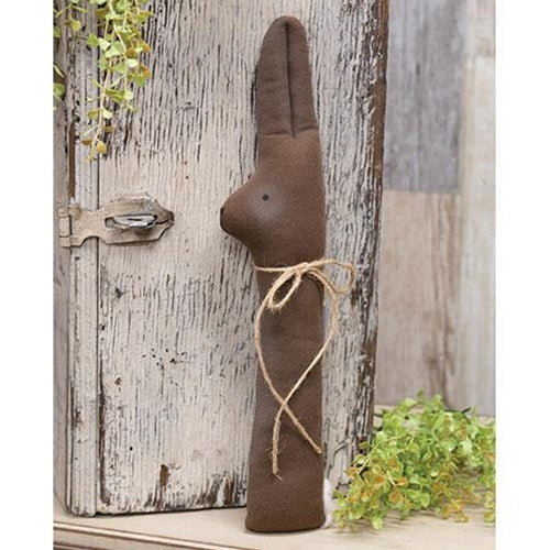 Primitive Chocolate Peeking Bunny 14" Fabric Figure