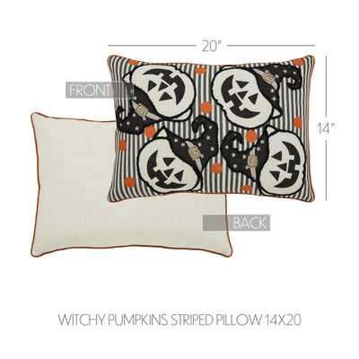 Witchy Pumpkins Striped Accent Pillow