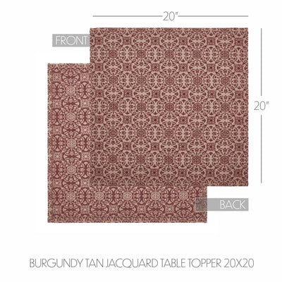 Custom House Burgundy Tan Jacquard 20" Square Table Topper