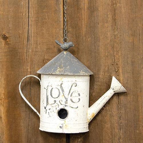 Distressed Love Watering Can Bird House