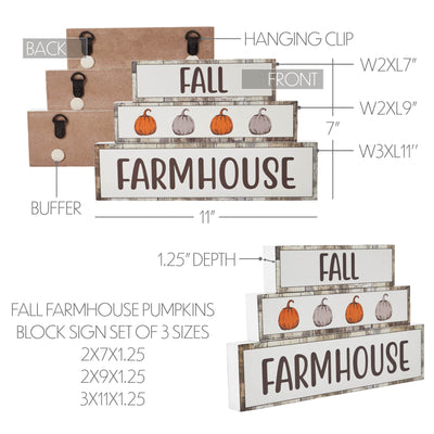 Fall Farmhouse Pumpkins Block Sign