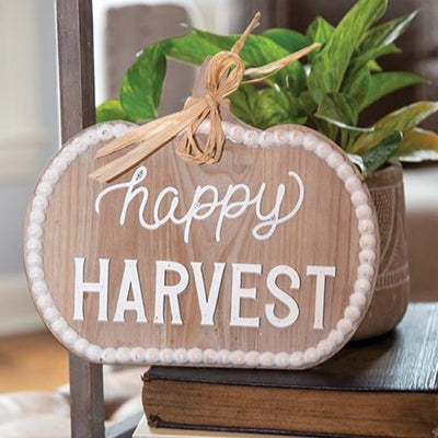 Happy Harvest Beaded Wood Pumpkin Hanger