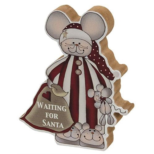 Set of 2 Waiting For Santa Chunky Mouse Sitters