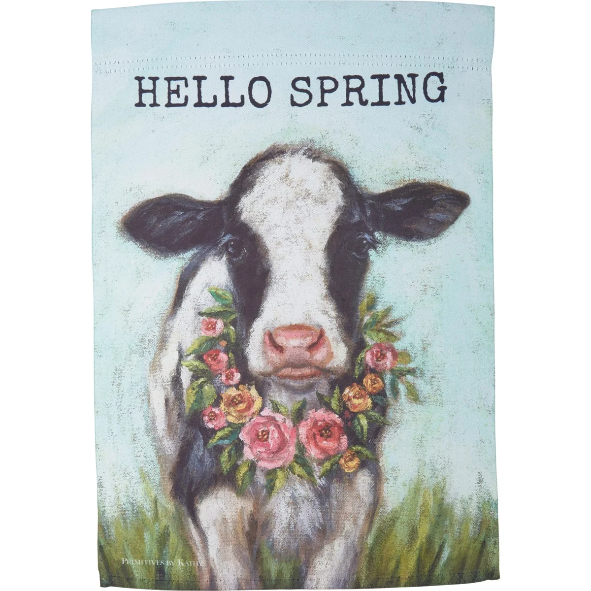 Hello Spring Cow Garden Flag