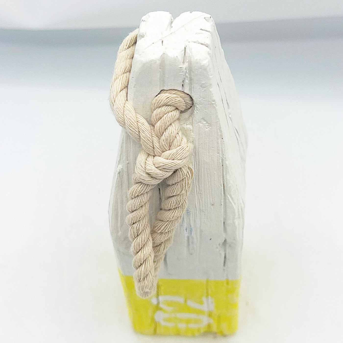 💙 White and Yellow Decorative Buoy Resin 8" H