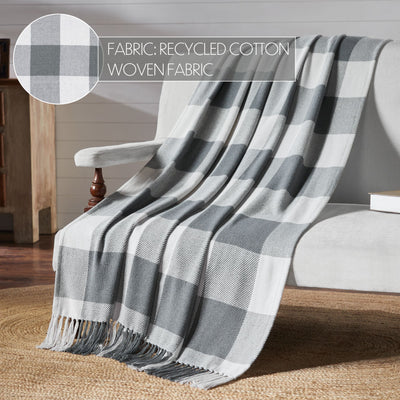 Annie Buffalo Check Grey Woven Throw 50" x 60"