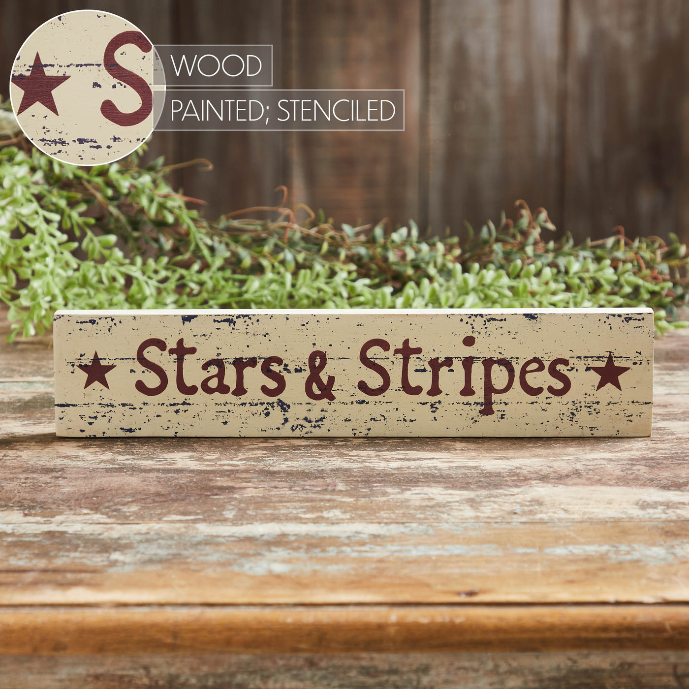 Day 8 🫐 15 Red White + Blueberry Days Stars & Stripes 12" Distressed Wooden Sign 2.75x13