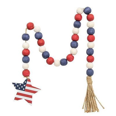💙 Red, White & Blue Flag Star Beaded Garland