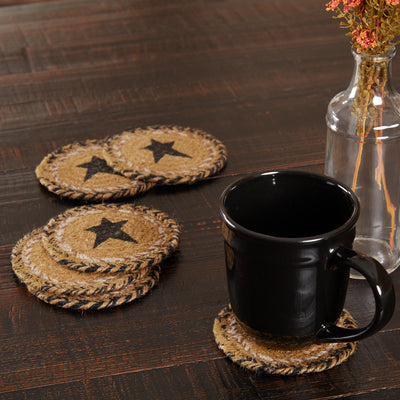 Set of 6 Kettle Grove Jute Stencil Star Coasters