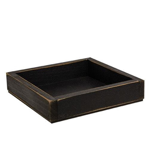 Distressed Black Wooden 7" Square Candle Box