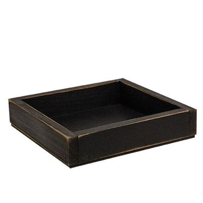 Distressed Black Wooden 7" Square Candle Box