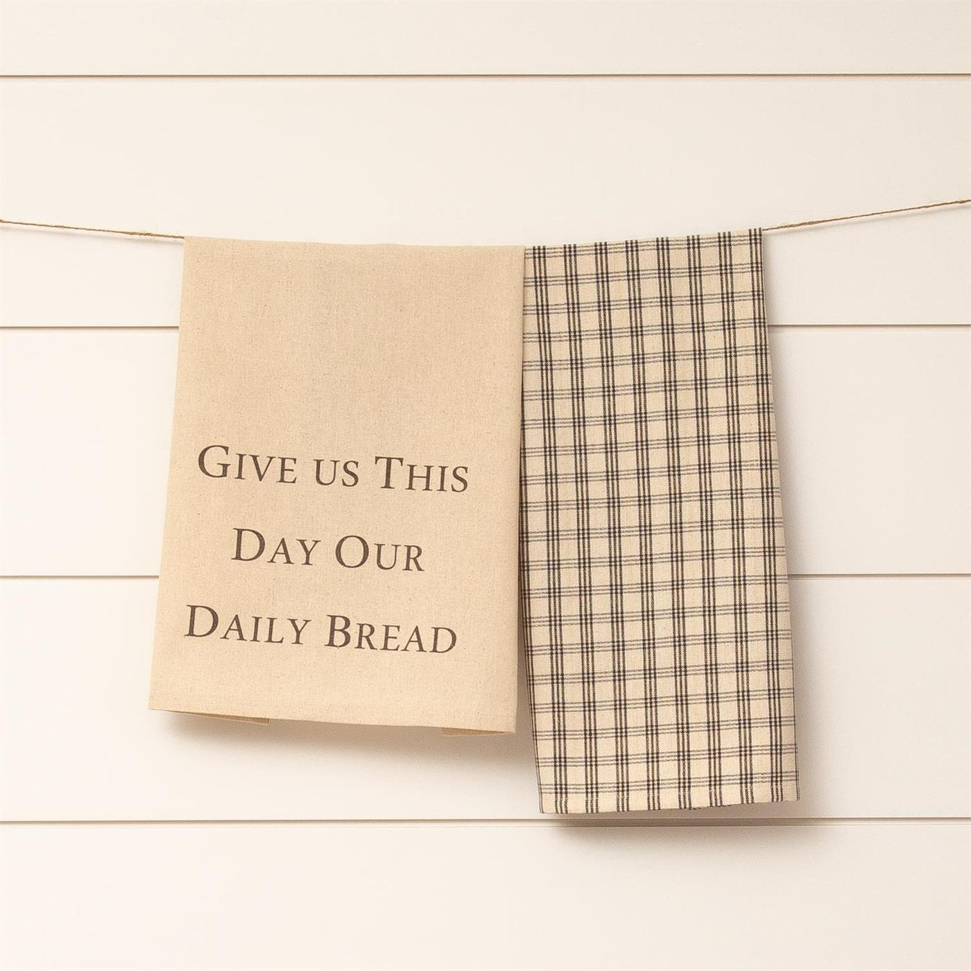 Set of 2 Give Us This Day Our Daily Bread Kitchen Towels