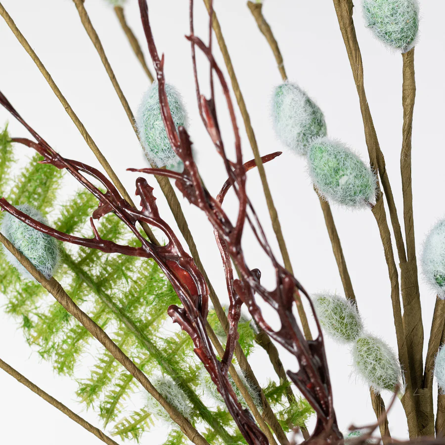 Fern and Pussywillows Birds Nest 20" Spray