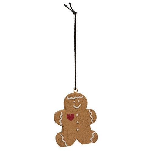 Mini Resin Gingerbread Man with Heart Ornament