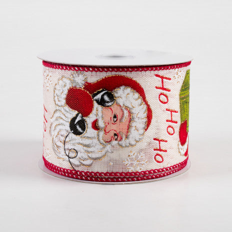 Nostalgic Snowflake Santa Ho Ho Ho Ribbon 2.5" x 10 yards